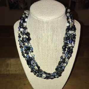 Black/Clear Bead Multi-Strand Necklace